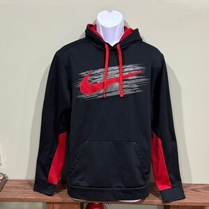 Nike Black & Red Therma-Fit Pullover Hoodie Sweatshirt Size Large